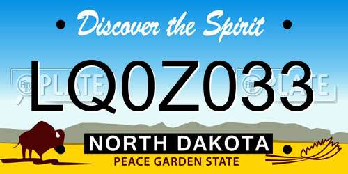 LQ0Z033 North Dakota License Plate