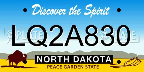 LQ2A830 North Dakota License Plate