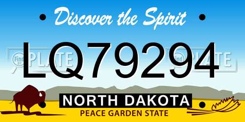 LQ79294 North Dakota License Plate