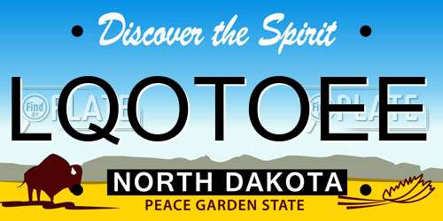 LQOTOEE North Dakota License Plate
