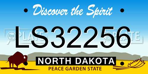 LS32256 North Dakota License Plate
