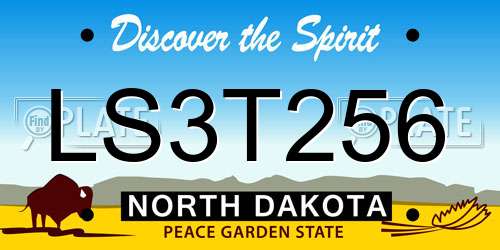 LS3T256 North Dakota License Plate