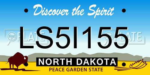 LS5I155 North Dakota License Plate