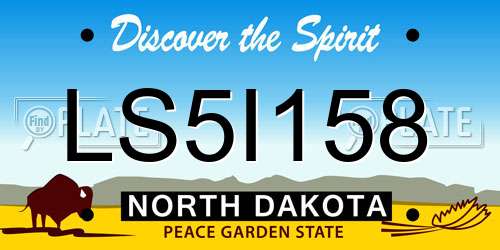 LS5I158 North Dakota License Plate