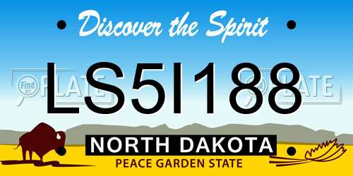 LS5I188 North Dakota License Plate