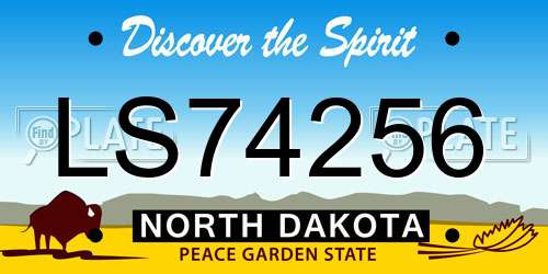 LS74256 North Dakota License Plate