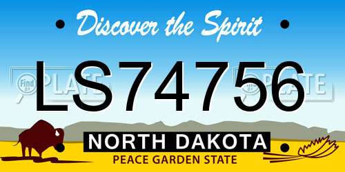 LS74756 North Dakota License Plate