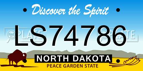 LS74786 North Dakota License Plate