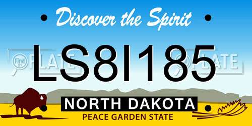 LS8I185 North Dakota License Plate