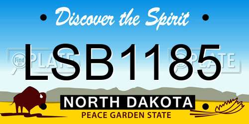 LSB1185 North Dakota License Plate