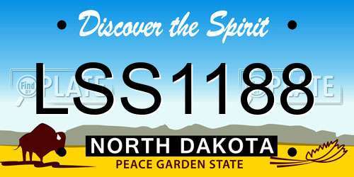 LSS1188 North Dakota License Plate
