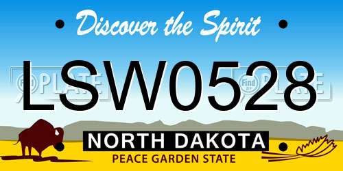 LSW0528 North Dakota License Plate