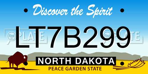 LT7B299 North Dakota License Plate