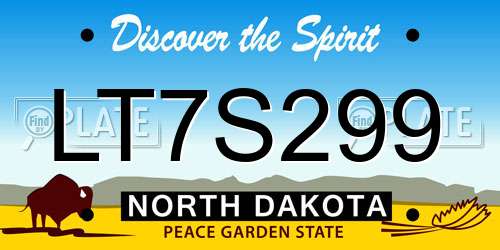 LT7S299 North Dakota License Plate