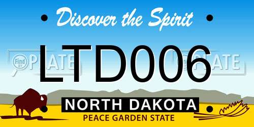 LTD006 North Dakota License Plate