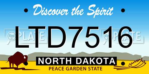 LTD7516 North Dakota License Plate