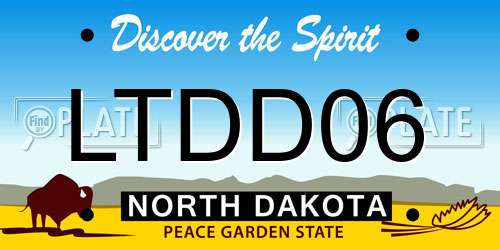 LTDD06 North Dakota License Plate