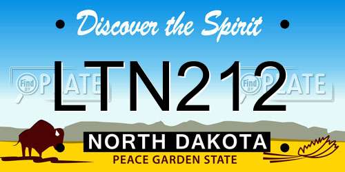 LTN212 North Dakota License Plate