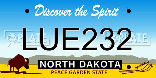 LUE232 North Dakota License Plate