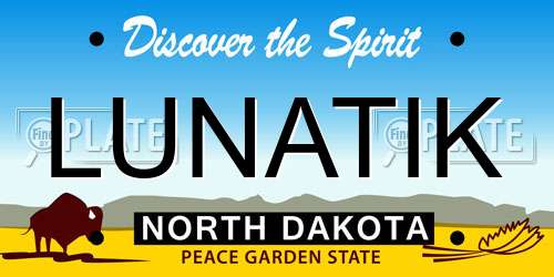 LUNATIK North Dakota License Plate