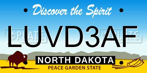 LUVD3AF North Dakota License Plate