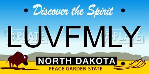 LUVFMLY North Dakota License Plate