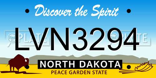LVN3294 North Dakota License Plate
