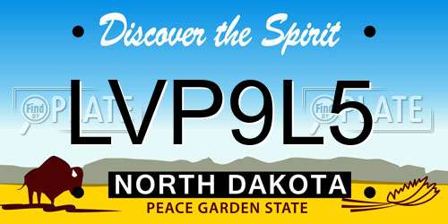 LVP9L5 North Dakota License Plate