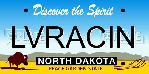 LVRACIN North Dakota License Plate