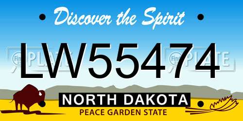 LW55474 North Dakota License Plate
