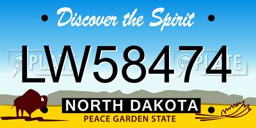 LW58474 North Dakota License Plate