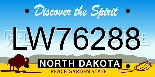 LW76288 North Dakota License Plate