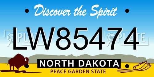 LW85474 North Dakota License Plate