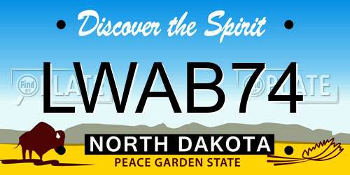 LWAB74 North Dakota License Plate