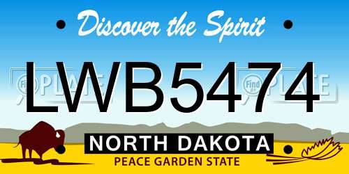 LWB5474 North Dakota License Plate