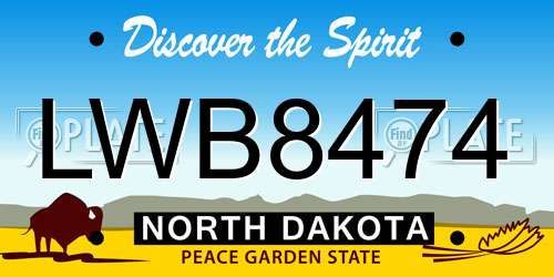 LWB8474 North Dakota License Plate