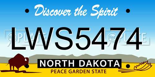 LWS5474 North Dakota License Plate