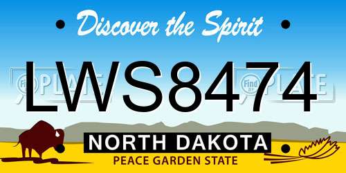 LWS8474 North Dakota License Plate