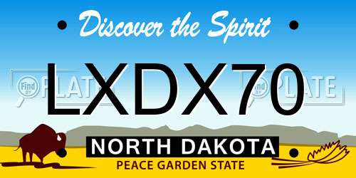 LXDX70 North Dakota License Plate