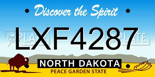 LXF4287 North Dakota License Plate
