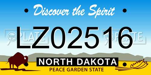 LZ02516 North Dakota License Plate