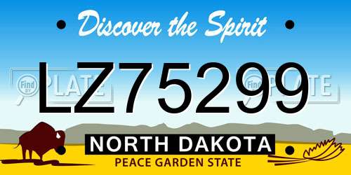 LZ75299 North Dakota License Plate