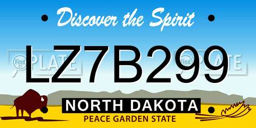 LZ7B299 North Dakota License Plate