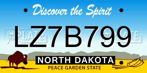 LZ7B799 North Dakota License Plate