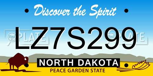 LZ7S299 North Dakota License Plate