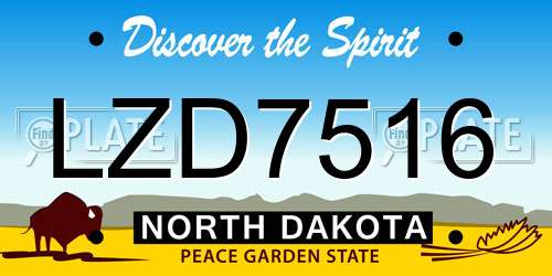 LZD7516 North Dakota License Plate