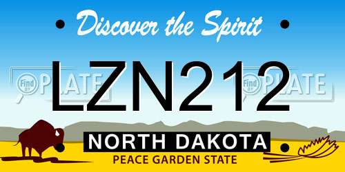 LZN212 North Dakota License Plate