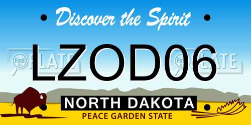 LZOD06 North Dakota License Plate