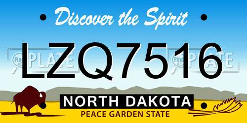 LZQ7516 North Dakota License Plate