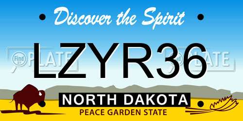 LZYR36 North Dakota License Plate
